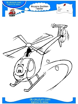 Çocuklar İçin Helikopter Boyama Sayfaları 